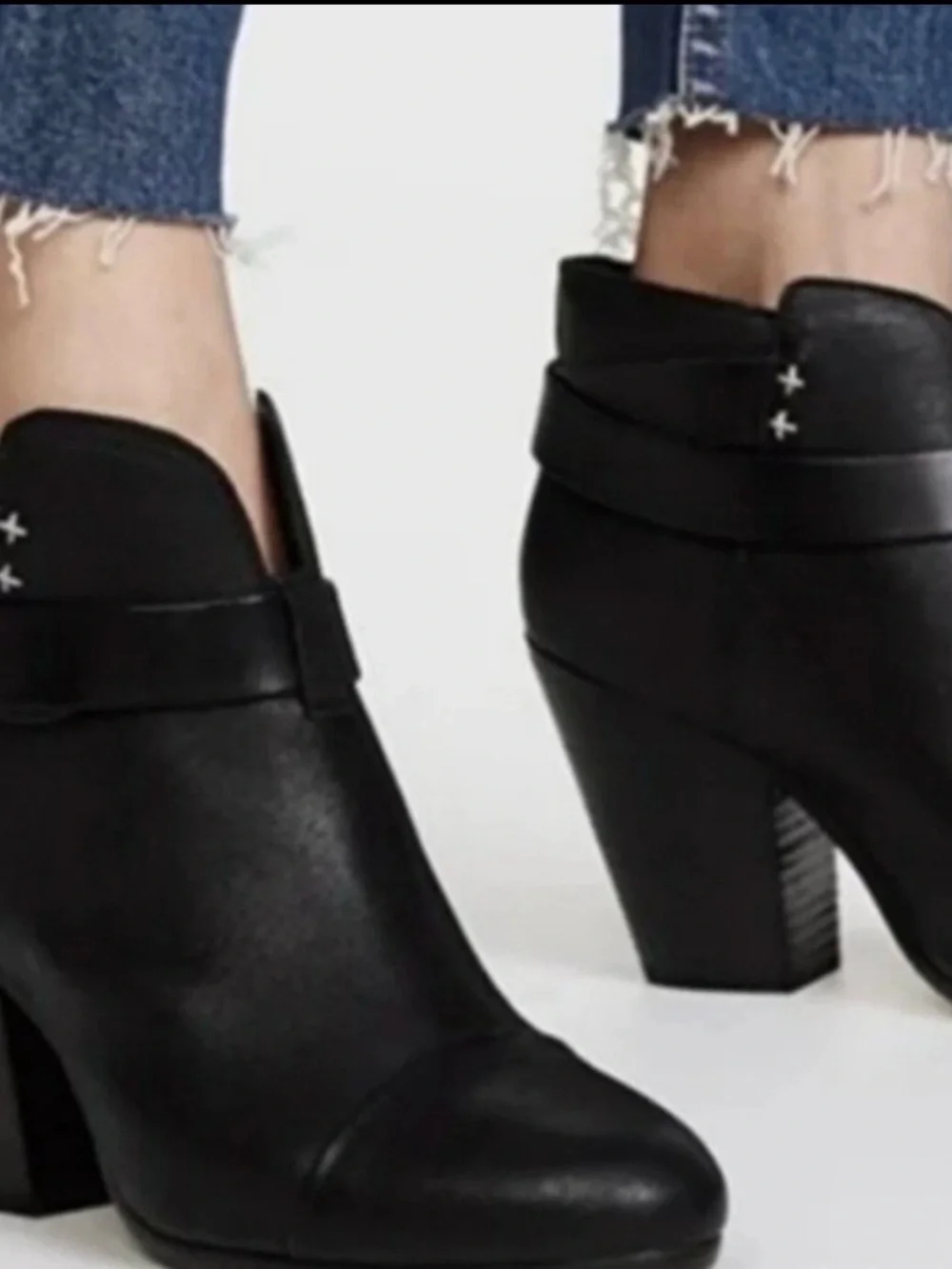 Rag & Bone Size Harrow Ankle Booties Black Strap,Block Heel Size 38.5
